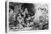 The Angel Departing the Family of Tobias, 1641 (Etching)-Rembrandt van Rijn-Stretched Canvas