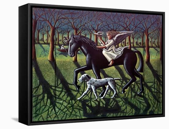 THE ANGEL. HORSE, DOG & DOVE-PJ Crook-Framed Stretched Canvas