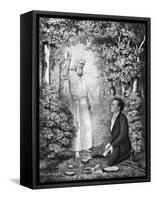 The Angel Moroni Delivering the Plates of the Book of Mormon to Joseph Smith-C. C. Christensen-Framed Stretched Canvas
