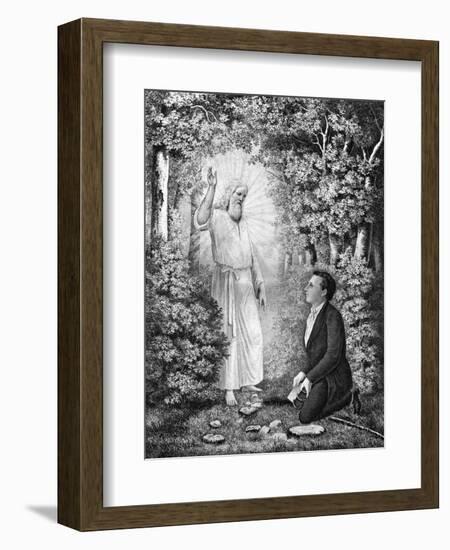 The Angel Moroni Delivering the Plates of the Book of Mormon to Joseph Smith-C. C. Christensen-Framed Giclee Print