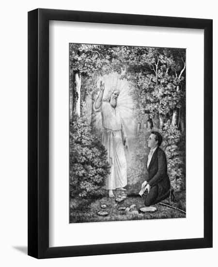 The Angel Moroni Delivering the Plates of the Book of Mormon to Joseph Smith-C. C. Christensen-Framed Giclee Print