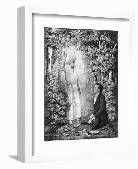 The Angel Moroni Delivering the Plates of the Book of Mormon to Joseph Smith-C. C. Christensen-Framed Giclee Print