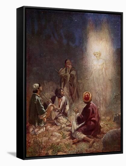 The Angel of the Lord appears to the shepherds - Bible-William Brassey Hole-Framed Stretched Canvas