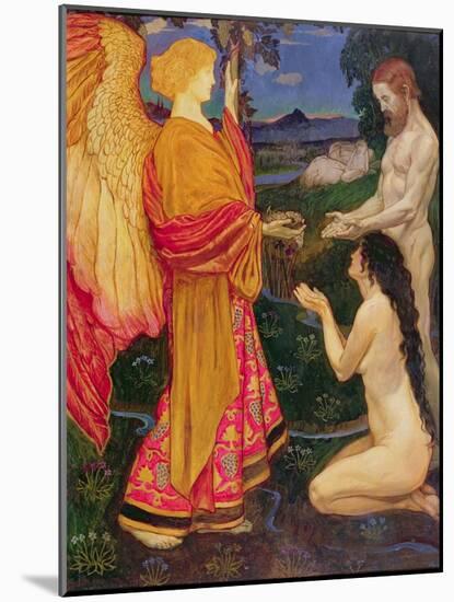 The Angel Offering the Fruits of the Garden of Eden to Adam and Eve-John Byam Shaw-Mounted Giclee Print
