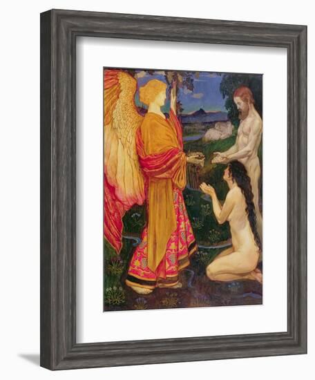 The Angel Offering the Fruits of the Garden of Eden to Adam and Eve-John Byam Shaw-Framed Giclee Print