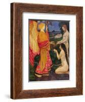 The Angel Offering the Fruits of the Garden of Eden to Adam and Eve-John Byam Shaw-Framed Giclee Print