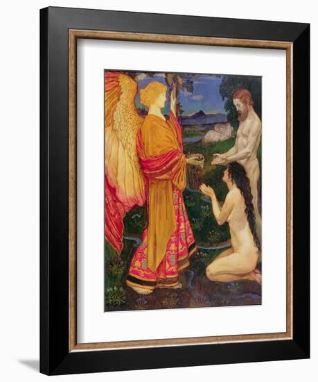 The Angel Offering the Fruits of the Garden of Eden to Adam and Eve-John Byam Shaw-Framed Giclee Print