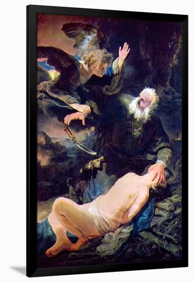 The Angel Prevents the Sacrifice of Isaac-Rembrandt van Rijn-Framed Art Print