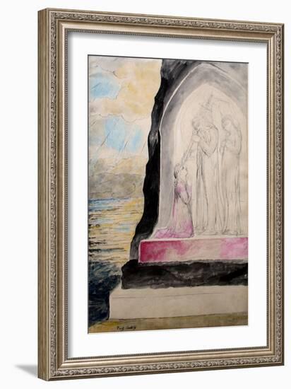 The Angel with the Sword Marking Dante with the Sevenfold' from 'Purgatorio'-William Blake-Framed Giclee Print