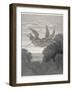 The Angels Ithuriel and Zephon Fly with Sword and Lance-Gustave Dor?-Framed Photographic Print