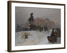 The Anichkov Bridge on Nevsky Prospekt at Dusk-Paolo Sala-Framed Giclee Print