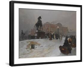 The Anichkov Bridge on Nevsky Prospekt at Dusk-Paolo Sala-Framed Giclee Print