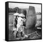 The Annamese Way of Reaping and Threshing Rice, Annam, Vietnam, 1922-null-Framed Stretched Canvas