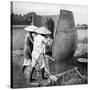 The Annamese Way of Reaping and Threshing Rice, Annam, Vietnam, 1922-null-Stretched Canvas