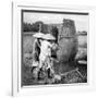 The Annamese Way of Reaping and Threshing Rice, Annam, Vietnam, 1922-null-Framed Giclee Print