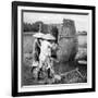 The Annamese Way of Reaping and Threshing Rice, Annam, Vietnam, 1922-null-Framed Giclee Print