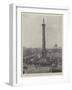 The Anniversary of Trafalgar, Decoration of the Nelson Column in Trafalgar Square-null-Framed Giclee Print