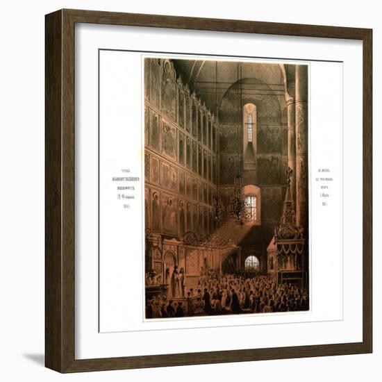 The Announcement of the Serfs Emancipation Manifesto in the Dormition Cathedral on March 5, 1861-Vasily Timm-Framed Giclee Print