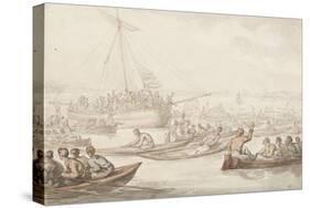 The Annual Sculling Race for Doggett's Coat and Badge-Thomas Rowlandson-Stretched Canvas