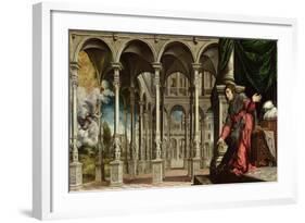 The Annunciation, 1545-50-Paris Bordone-Framed Giclee Print