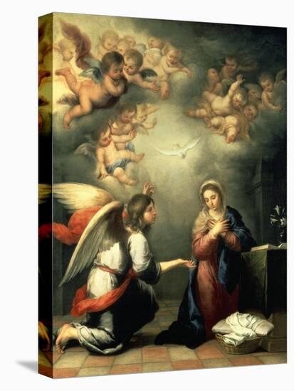 The Annunciation, 1655-65-Bartolomé Estéban Murillo-Stretched Canvas
