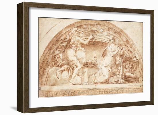 The Annunciation: a Design for a Lunette-Girolamo Mazzola Bedoli-Framed Giclee Print