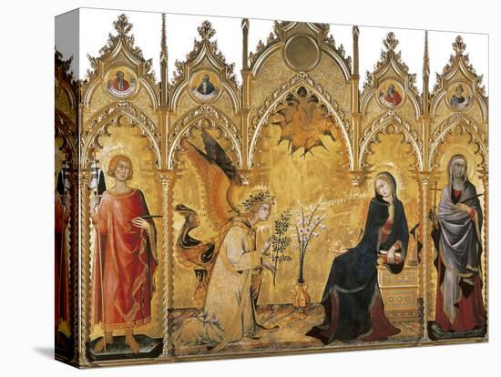 The Annunciation and Two Saints (Annunciazione E Due Santi)-Simone Martini-Stretched Canvas