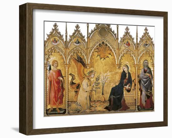 The Annunciation and Two Saints (Annunciazione E Due Santi)-Simone Martini-Framed Art Print