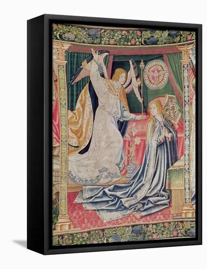 The Annunciation, Brussels Workshop, C.1510 (Tapestry)-Flemish-Framed Stretched Canvas