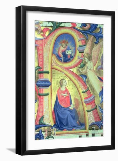 The Annunciation Depicted in an Historiated Initial "R"-Fra Angelico-Framed Giclee Print