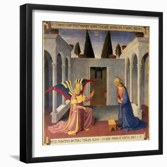 The Annunciation, Detail from Panel One of the Silver Treasury of Santissima Annunziata, c. 1450-53-Fra Angelico-Framed Giclee Print