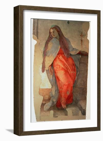 The Annunciation, Detail of the Virgin, c.1527-Jacopo da Carucci Pontormo-Framed Giclee Print