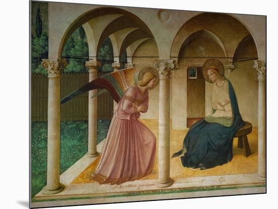 The Annunciation. Fresco in the former dormitory of the Dominican monastery San Marco, Florence.-null-Mounted Giclee Print