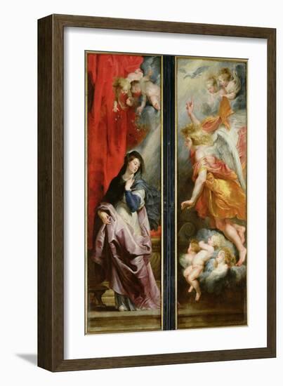 The Annunciation, from the Reverse of the Triptych of the Martyrdom of St. Stephen, circa 1617-Peter Paul Rubens-Framed Giclee Print