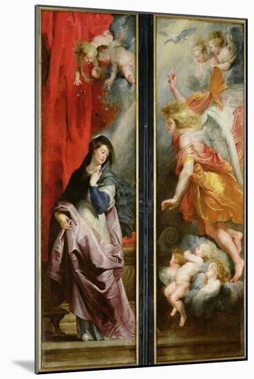 The Annunciation, from the Reverse of the Triptych of the Martyrdom of St. Stephen, circa 1617-Peter Paul Rubens-Mounted Giclee Print