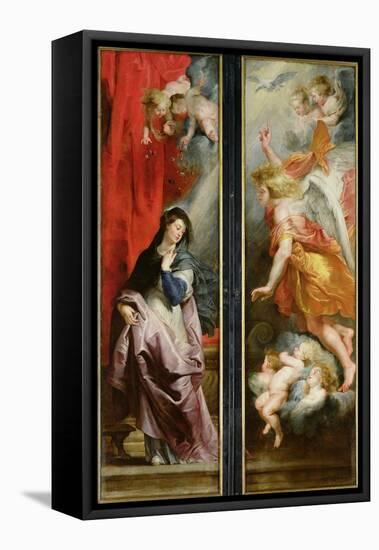 The Annunciation, from the Reverse of the Triptych of the Martyrdom of St. Stephen, circa 1617-Peter Paul Rubens-Framed Stretched Canvas