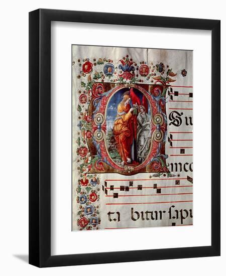 The Annunciation, Historiated Initial "O," Detail of a Page from an Antiphonal, circa 1473-79-Liberale-Framed Giclee Print