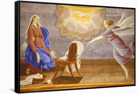 The Annunciation in Saint-Nicolas de Veroce church, Haute Savoie, France-Godong-Framed Stretched Canvas