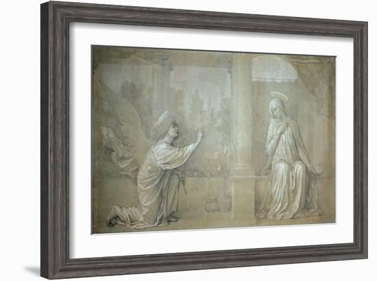 The Annunciation, Preparatory Cartoon for the Cappella Raffo fresco in Misericordia Cemetery, Siena-Alessandro Franchi-Framed Giclee Print