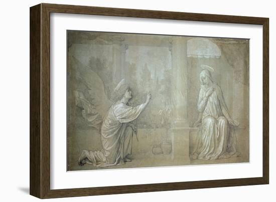 The Annunciation, Preparatory Cartoon for the Cappella Raffo fresco in Misericordia Cemetery, Siena-Alessandro Franchi-Framed Giclee Print