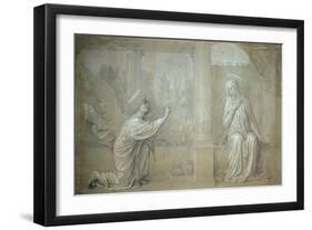 The Annunciation, Preparatory Cartoon for the Cappella Raffo fresco in Misericordia Cemetery, Siena-Alessandro Franchi-Framed Giclee Print