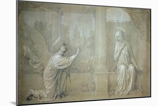 The Annunciation, Preparatory Cartoon for the Cappella Raffo fresco in Misericordia Cemetery, Siena-Alessandro Franchi-Mounted Giclee Print