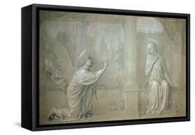 The Annunciation, Preparatory Cartoon for the Cappella Raffo fresco in Misericordia Cemetery, Siena-Alessandro Franchi-Framed Stretched Canvas