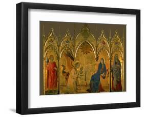 The Annunciation, Saints Asano and Margaret, Prophets Jeremiah, Ezechiel, Isaiah, and Daniel-Simone Martini-Framed Giclee Print