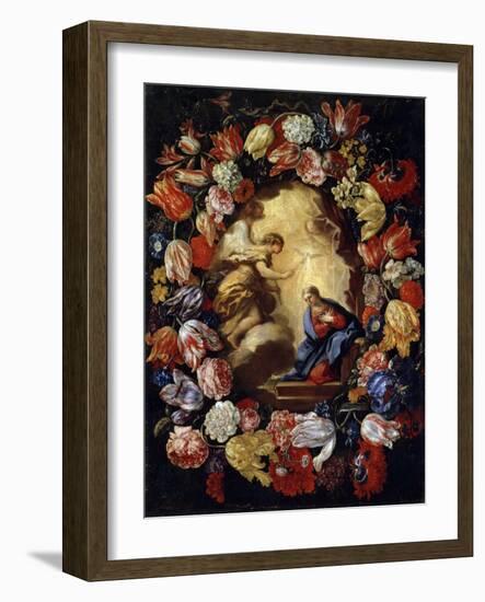 The Annunciation with Flowers, 17th or Early 18th Century-Carlo Maratta-Framed Giclee Print