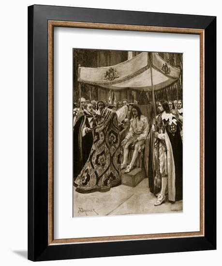 The Anointing of Charles I by George Abbot, Archbishop of Canterbury, at Westminster Abbey-Amedee Forestier-Framed Giclee Print