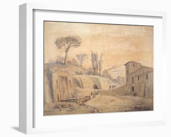 The Antique Fountain and Arch at Grottaferrata, Rome-Gaspar van Wittel-Framed Giclee Print