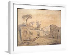 The Antique Fountain and Arch at Grottaferrata, Rome-Gaspar van Wittel-Framed Giclee Print