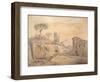 The Antique Fountain and Arch at Grottaferrata, Rome-Gaspar van Wittel-Framed Giclee Print