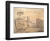 The Antique Fountain and Arch at Grottaferrata, Rome-Gaspar van Wittel-Framed Giclee Print